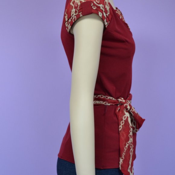 NWT! Red Blouse Top w/ Matching Sash - Picture 3 of 9